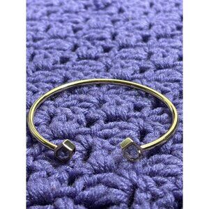 Goldtone Clear Rhinestone Cuff Bracelet 8 inches